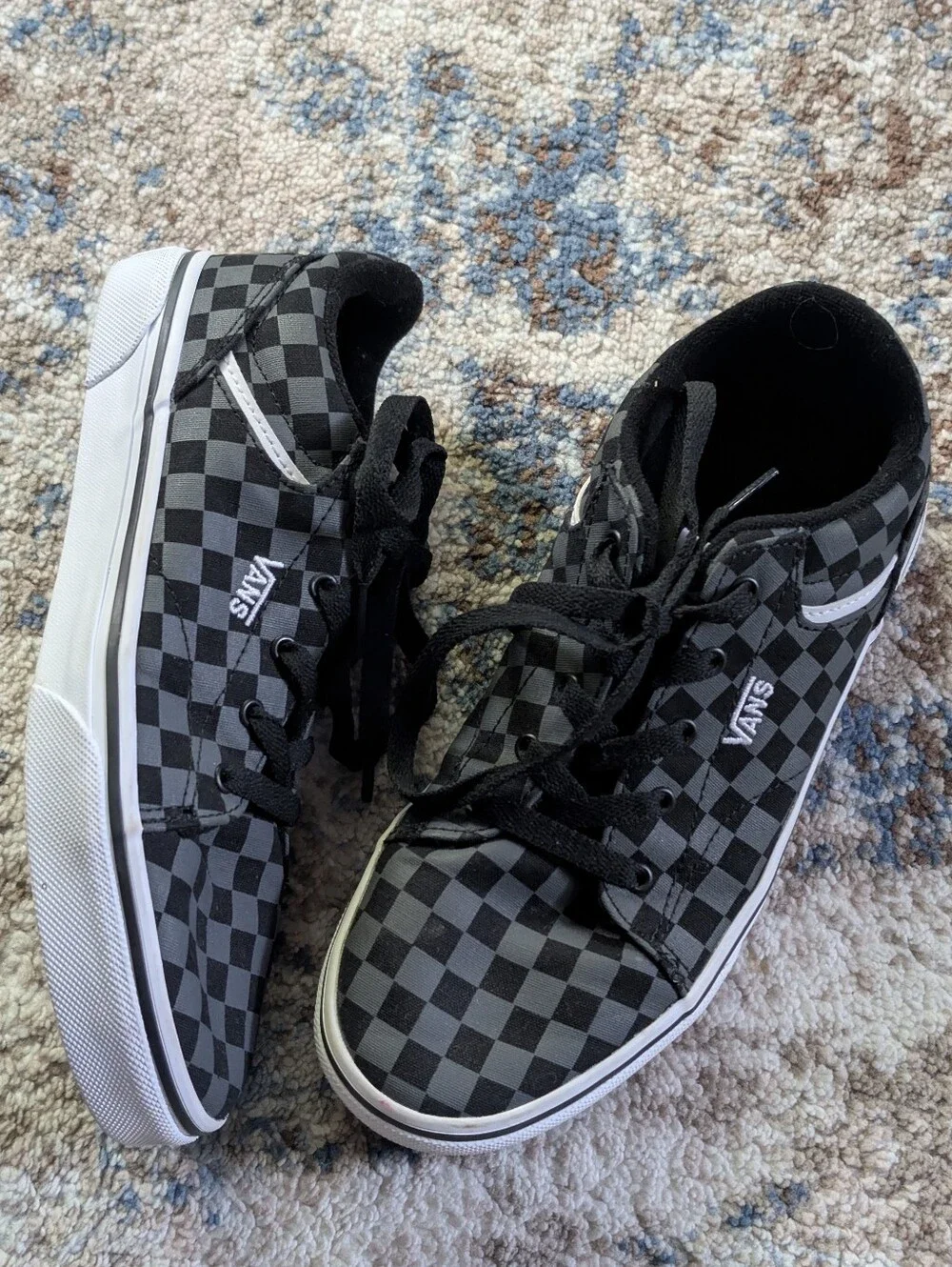 Vans Black and Gray Old Skool Checkered Youth Shoe Size 5